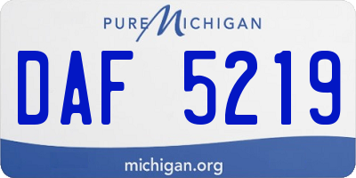 MI license plate DAF5219