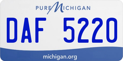 MI license plate DAF5220