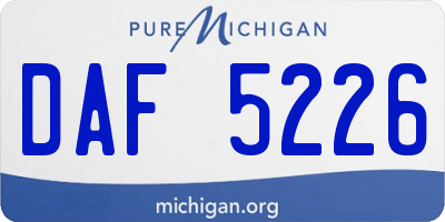 MI license plate DAF5226