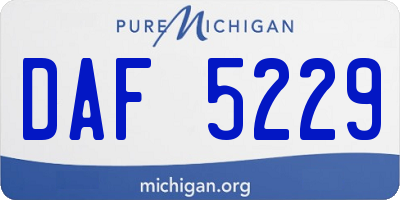 MI license plate DAF5229