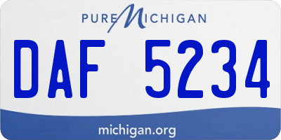 MI license plate DAF5234