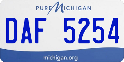 MI license plate DAF5254
