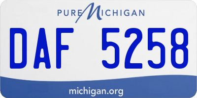 MI license plate DAF5258