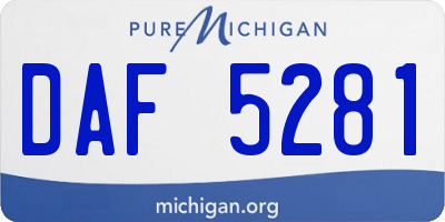 MI license plate DAF5281