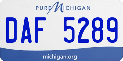 MI license plate DAF5289