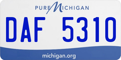 MI license plate DAF5310