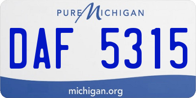 MI license plate DAF5315