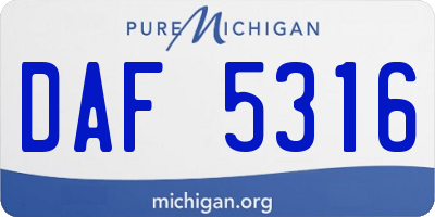 MI license plate DAF5316