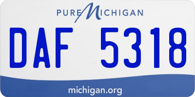 MI license plate DAF5318
