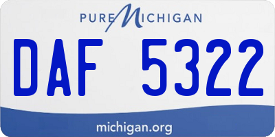MI license plate DAF5322