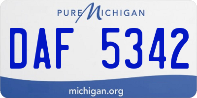 MI license plate DAF5342
