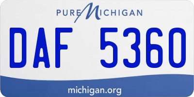 MI license plate DAF5360