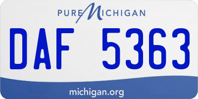MI license plate DAF5363