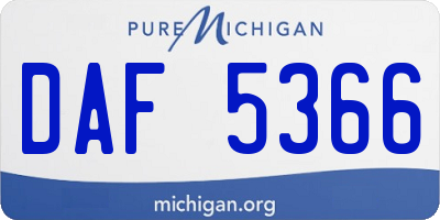 MI license plate DAF5366