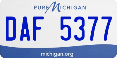 MI license plate DAF5377