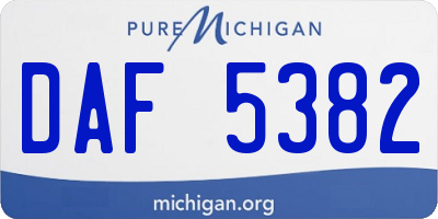 MI license plate DAF5382