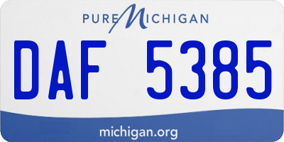 MI license plate DAF5385