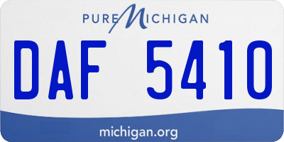 MI license plate DAF5410