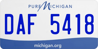 MI license plate DAF5418