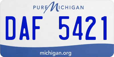 MI license plate DAF5421