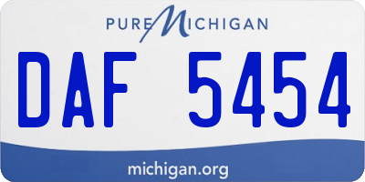MI license plate DAF5454
