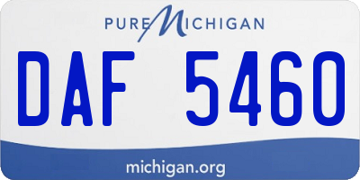 MI license plate DAF5460