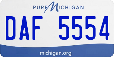 MI license plate DAF5554