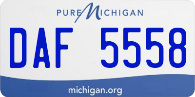 MI license plate DAF5558