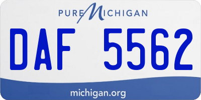 MI license plate DAF5562