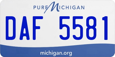 MI license plate DAF5581