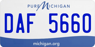 MI license plate DAF5660