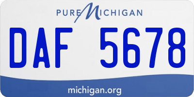 MI license plate DAF5678