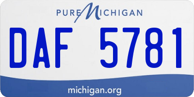 MI license plate DAF5781