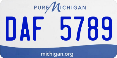 MI license plate DAF5789