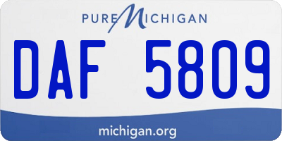 MI license plate DAF5809