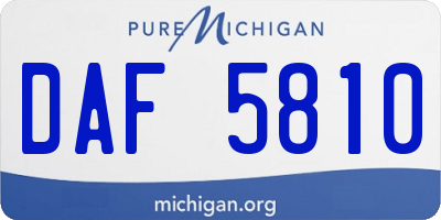 MI license plate DAF5810