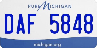 MI license plate DAF5848