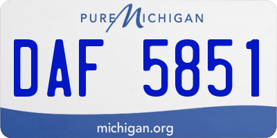 MI license plate DAF5851