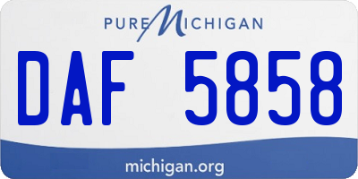 MI license plate DAF5858