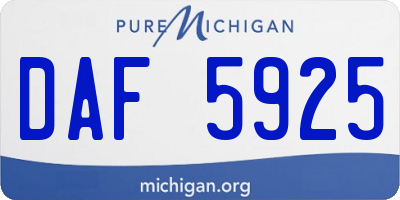 MI license plate DAF5925