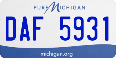 MI license plate DAF5931