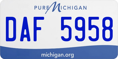 MI license plate DAF5958