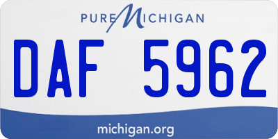 MI license plate DAF5962