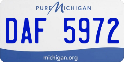 MI license plate DAF5972