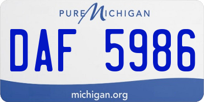 MI license plate DAF5986