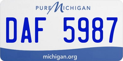 MI license plate DAF5987