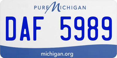 MI license plate DAF5989