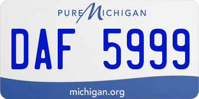 MI license plate DAF5999
