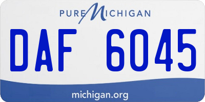 MI license plate DAF6045