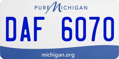 MI license plate DAF6070